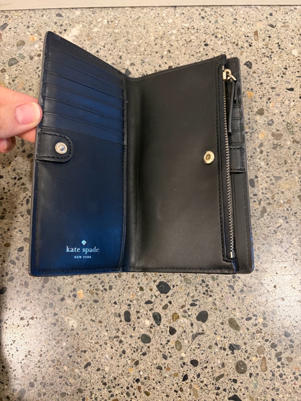 kate spade Black Wallet with White Trim and Gold Logo - Picture 3 of 4